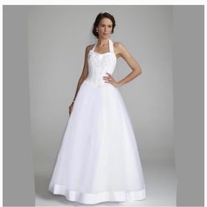 Michaelangelo Halter dress w sweetheart neckline beaded bodice wedding dress